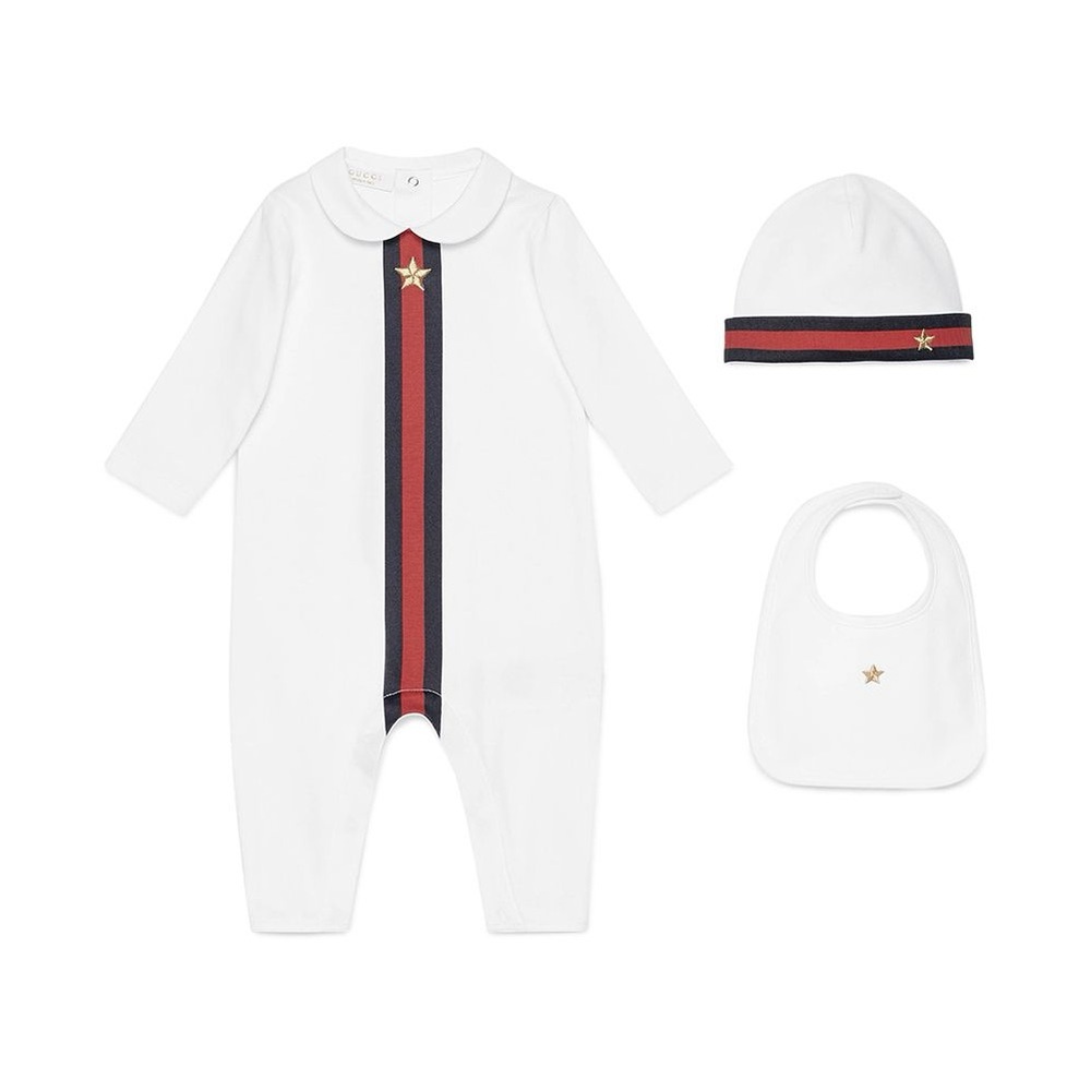 GUCCI Baby Onesie, Hat & Bib Set